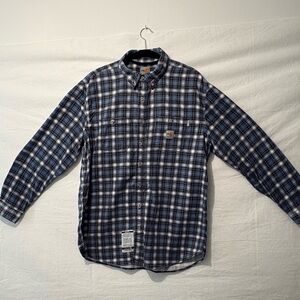 Carhartt Navy and White Plaid Button Down Shirt